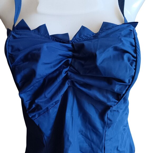 sz 38 Vintage 1940s Swim Dress Nylon Sea Goddess Zipback Atomic Bombshell Sexy - Picture 3 of 11